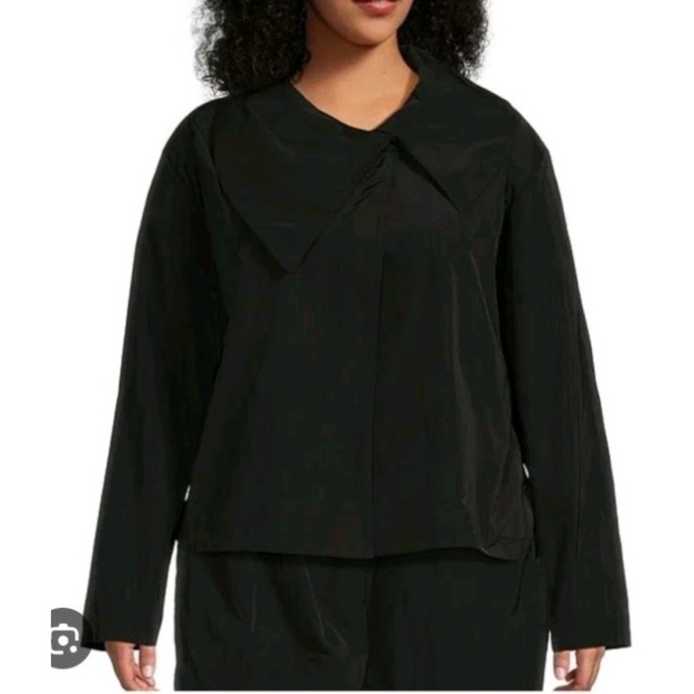 Bryn Walker‎ Pointed Asymmetrical Neck Jacket Black Womens S Lagenlook Statement